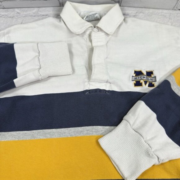 Vintage Michigan Wolverines Barbarian Rugby Polo Shirt Men L Striped Rare - Picture 11 of 16